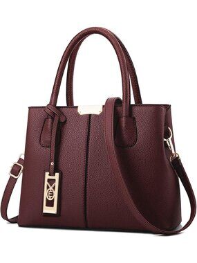 Women's Brown Pu Leather Gold-tone Hardware Zipper Handle Satchel Shoulder Bag